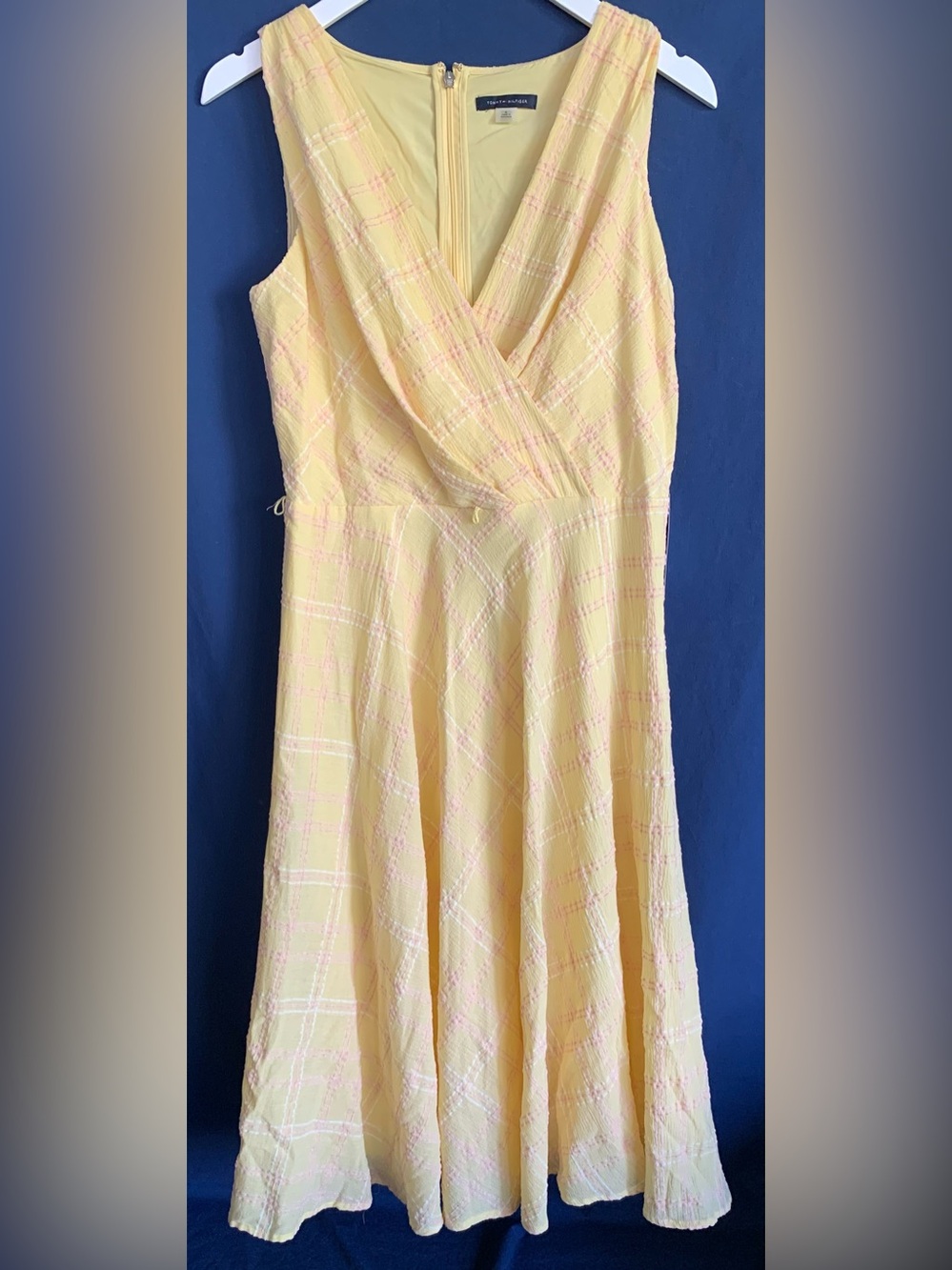 NWT Tommy Hilfiger Pale Yellow Sleeveless V-Neck Fit & Flare Dress